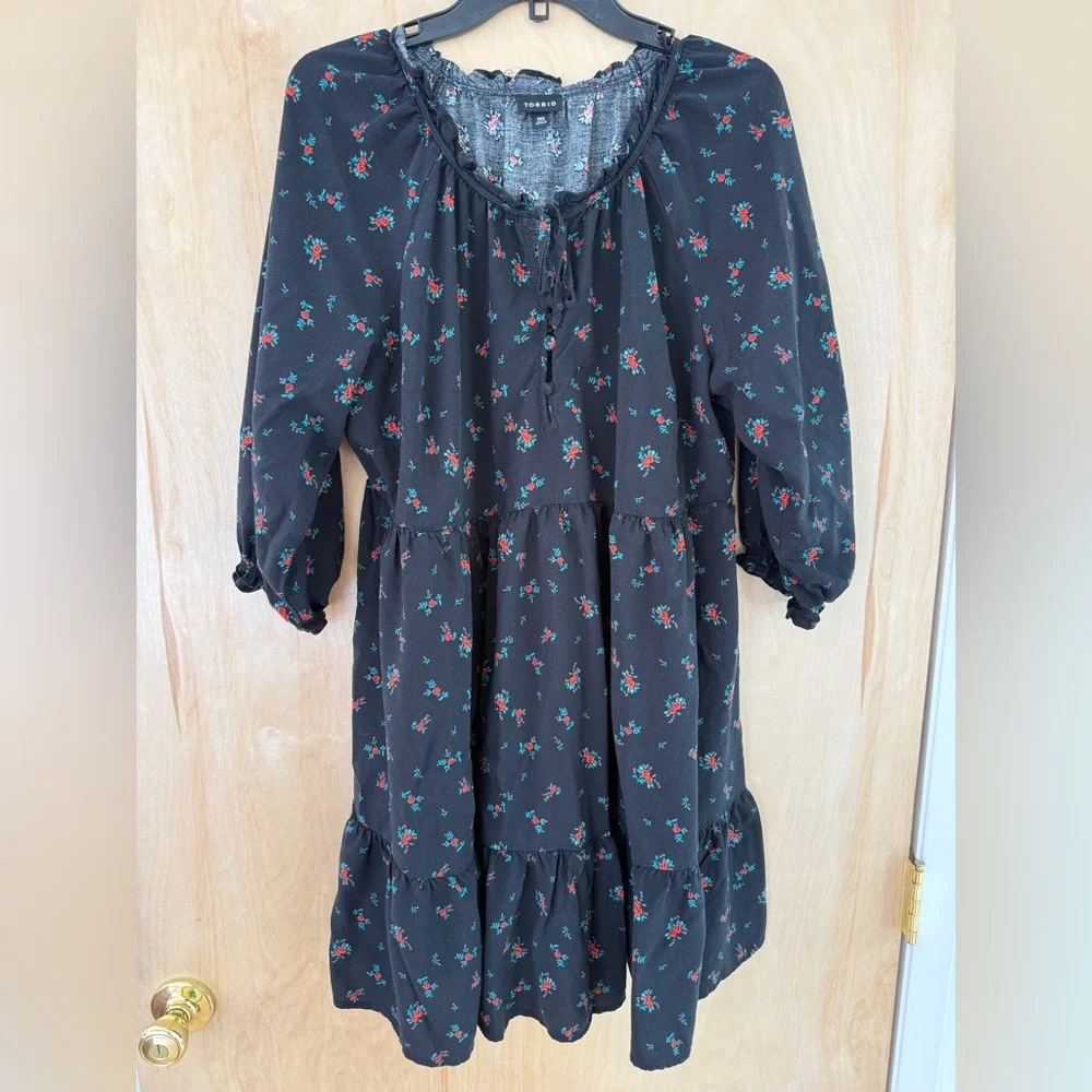 Torrid Challis Ruffle Mini Dress - Picture 3 of 8